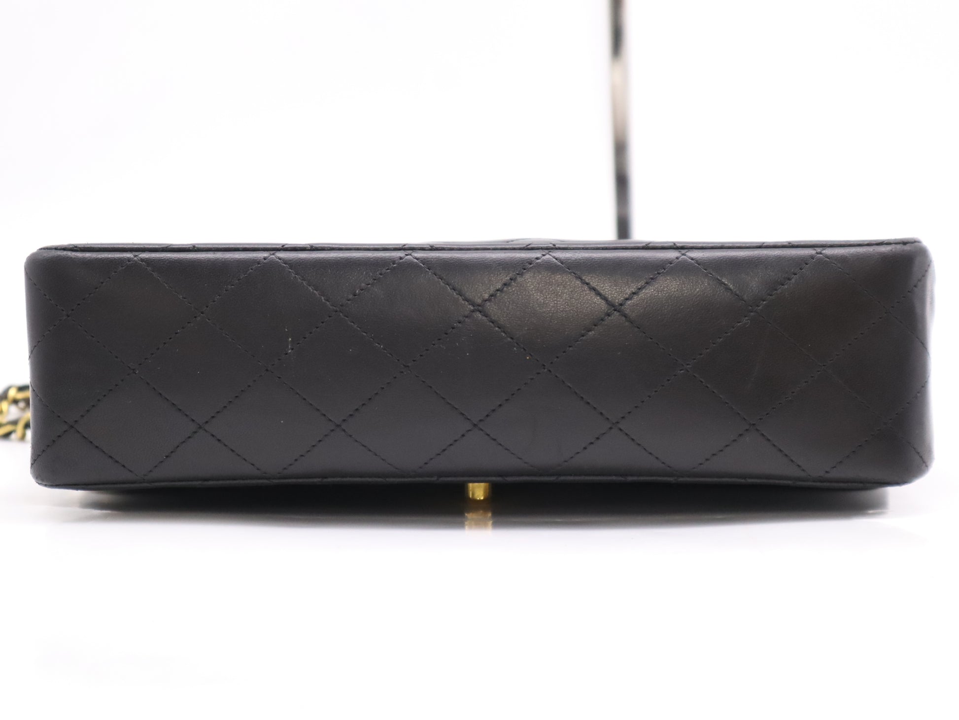 CHANEL Lambskin Matlassse Chain Shoulder Bag W Flap GD Hardware Black 3357145 Card Shoulder Bag