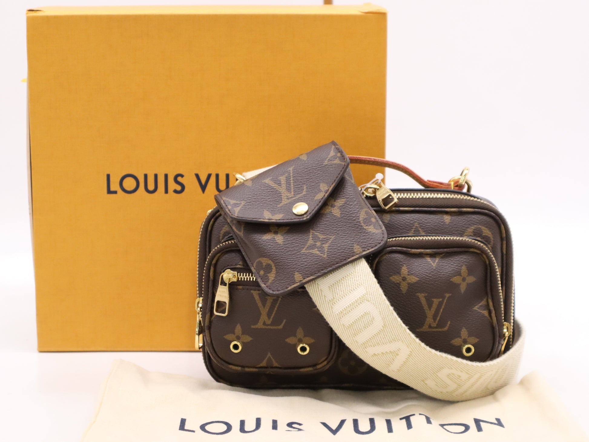 LOUIS VUITTON M80446 Monogram Utility Crossbody Bag with RFID Ready Dust Bag, Box, and Shoulder Strap