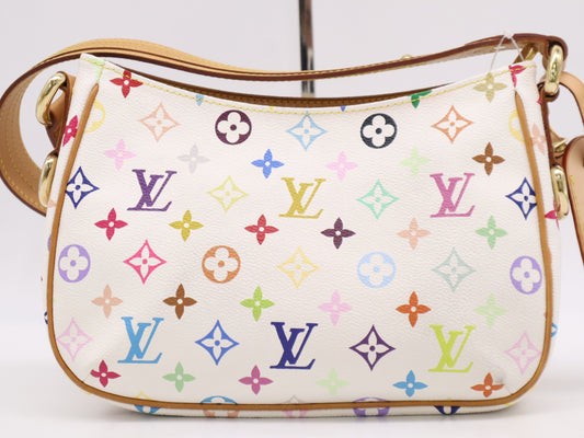 LOUIS VUITTON M40053 Monogram Multicolore Lodge Blanc PM Shoulder Bag with Name Tag and Dust Bag