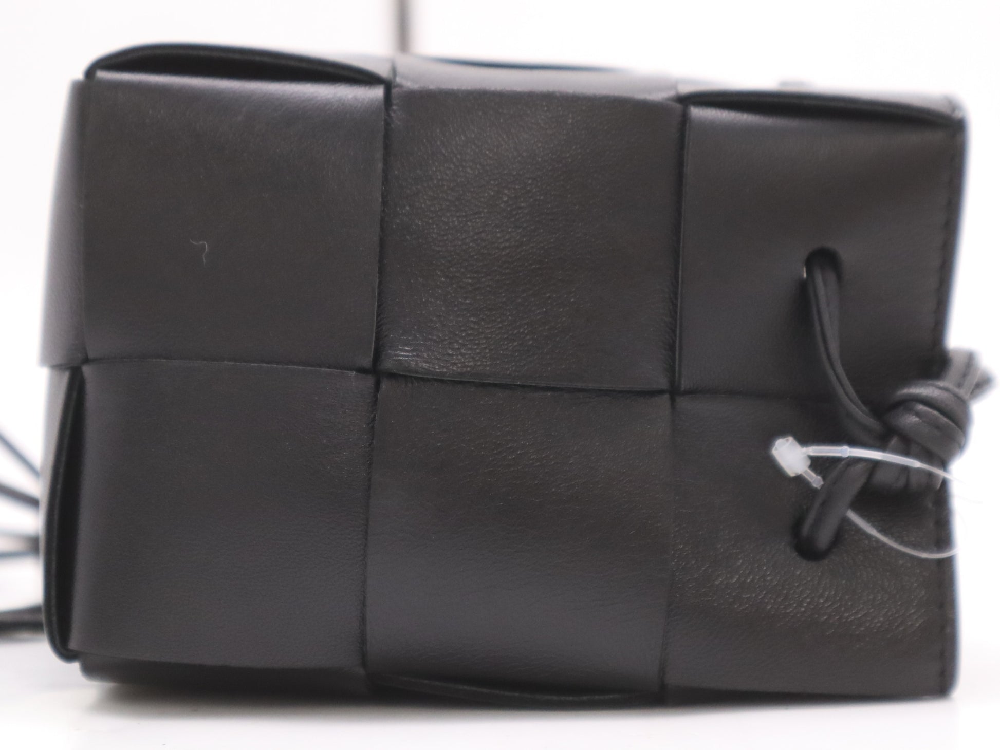 BOTTEGA VENETA Leather Intrecciato Cassette Mini Bag, Black, with Dust Bag, Shoulder Bag