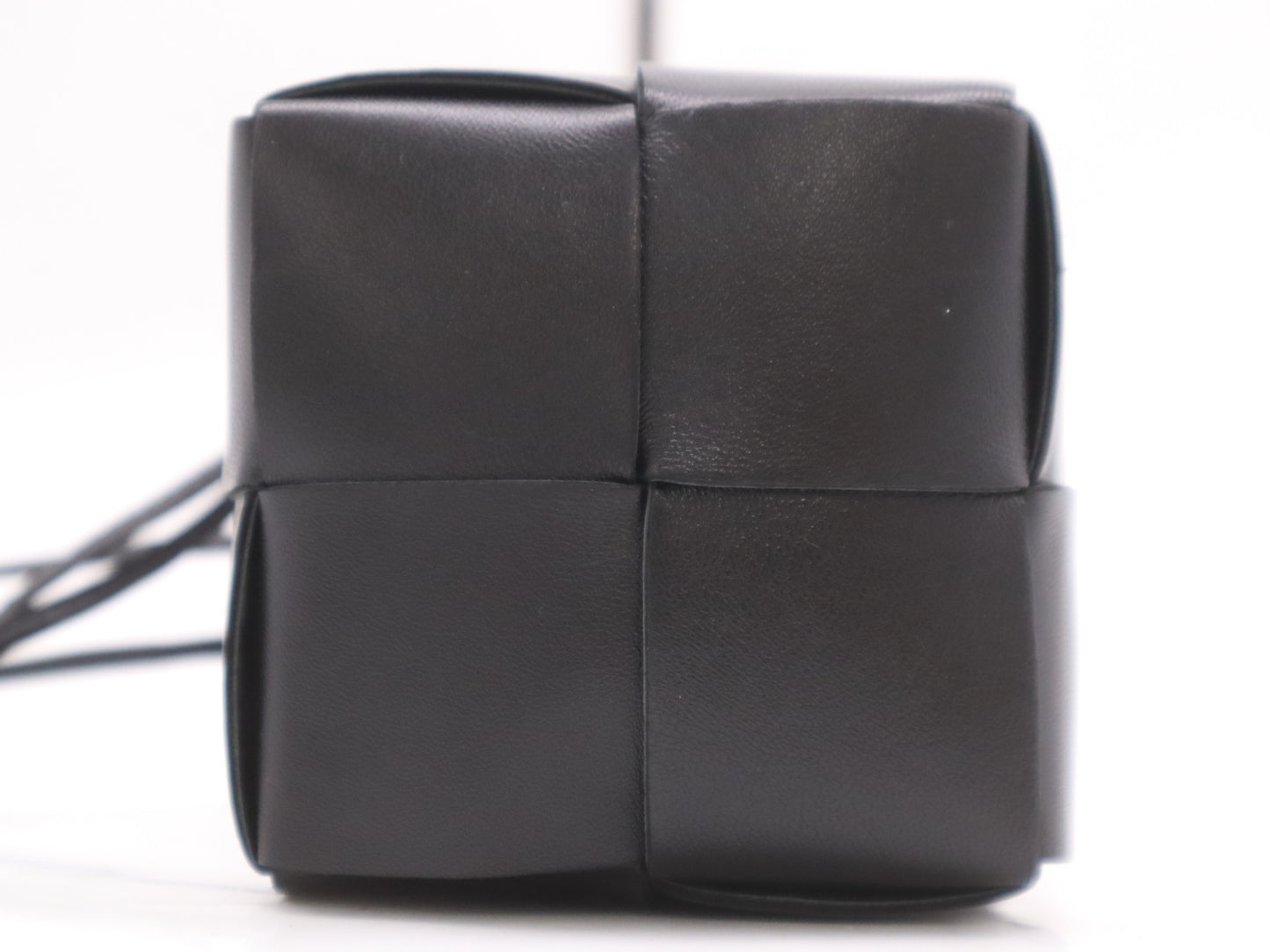BOTTEGA VENETA Leather Intrecciato Cassette Mini Bag, Black, with Dust Bag, Shoulder Bag