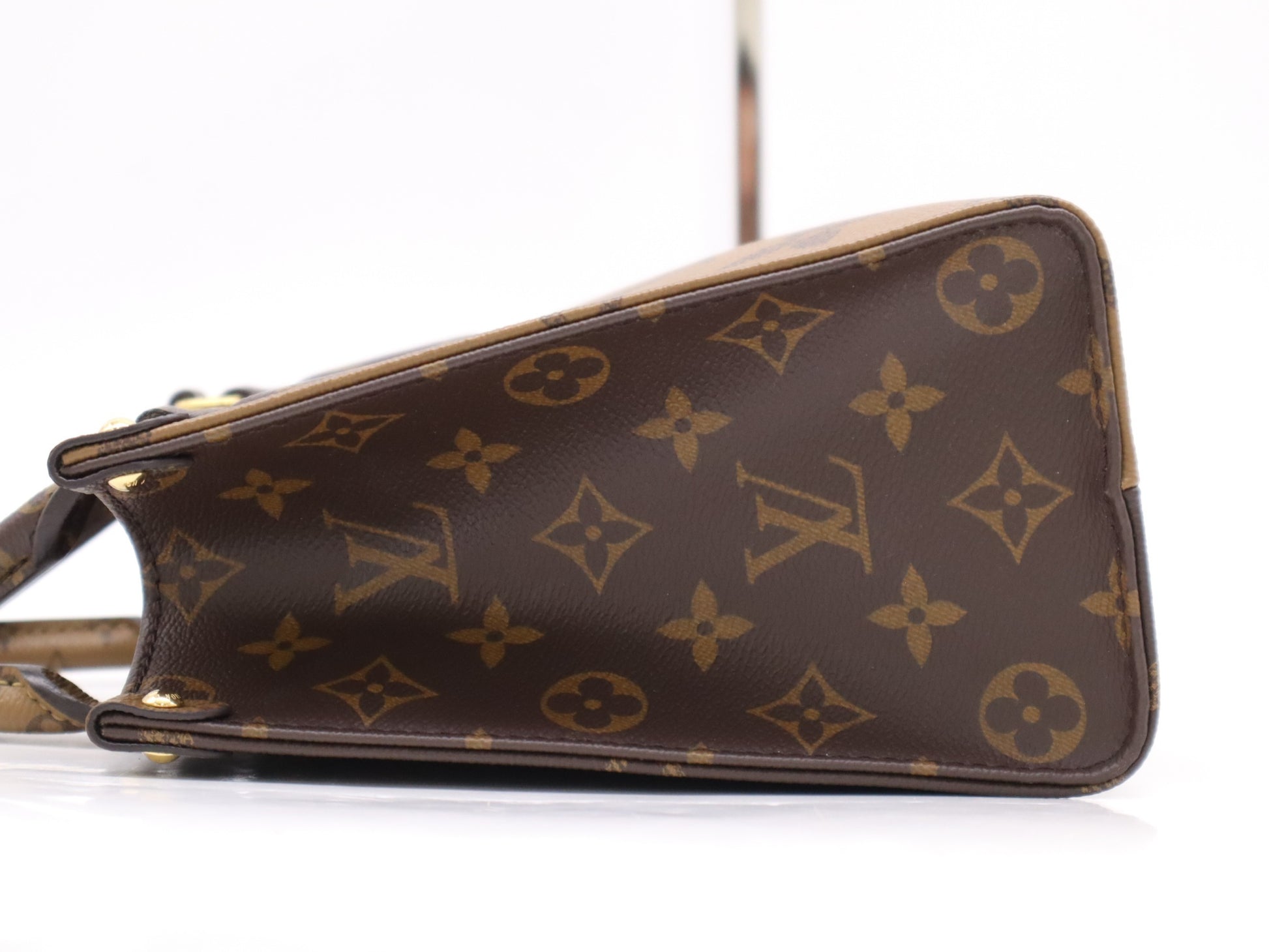 LOUIS VUITTON M46373 On the Go PM Handbag with Pouch, Dust Bag, and Shoulder Strap, RFID Verified, No Serial Tag