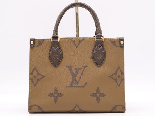 LOUIS VUITTON M46373 On the Go PM Handbag with Pouch, Dust Bag, and Shoulder Strap, RFID Verified, No Serial Tag