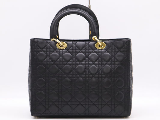 Dior Cannage Lady Dior Large Handbag with Shoulder Strap