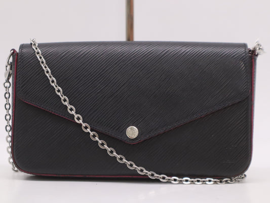 LOUIS VUITTON M64579 Pochette Felice Shoulder Bag in Noir Hot Pink