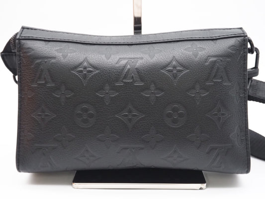 LOUIS VUITTON M81115 Monogram Shadow Gaston Wearable Wallet Noir RFID Enabled Shoulder Bag with Box, Dust Bag, and Shoulder Strap