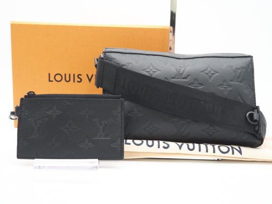 LOUIS VUITTON M81115 Monogram Shadow Gaston Wearable Wallet Noir RFID Enabled Shoulder Bag with Box, Dust Bag, and Shoulder Strap