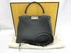 FENDI 8BN290 Selleria Regular Peekaboo 2-Way Handbag in Gray Leather with Strap, Box, and Dust Bag