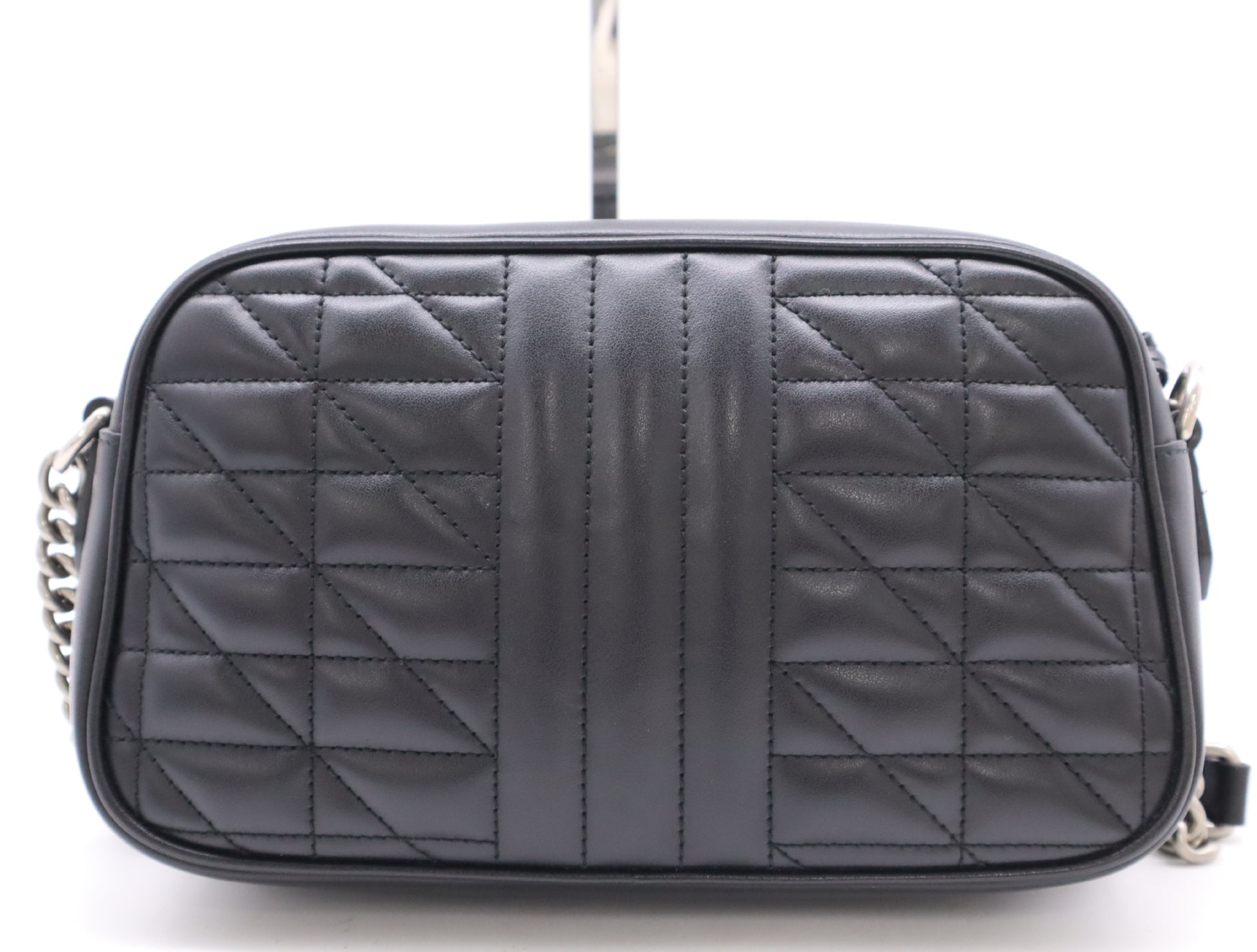 GUCCI 447632 GG Marmont Small Shoulder Bag, Leather, Quilted with GG Logo, Black, Includes Dust Bag