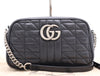 GUCCI 447632 GG Marmont Small Shoulder Bag, Leather, Quilted with GG Logo, Black, Includes Dust Bag