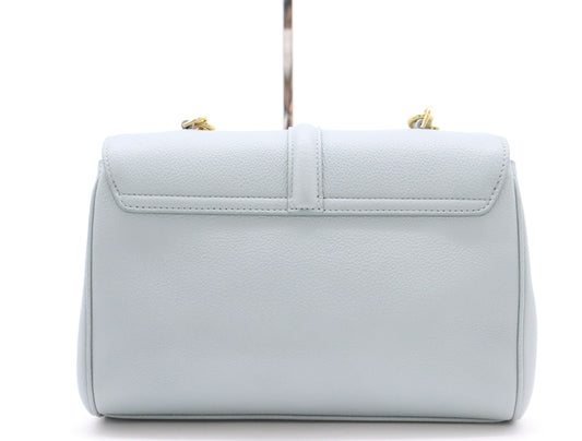 CELINE Seize Leather Shoulder Bag, Light Blue, with Shoulder Strap and Dust Bag