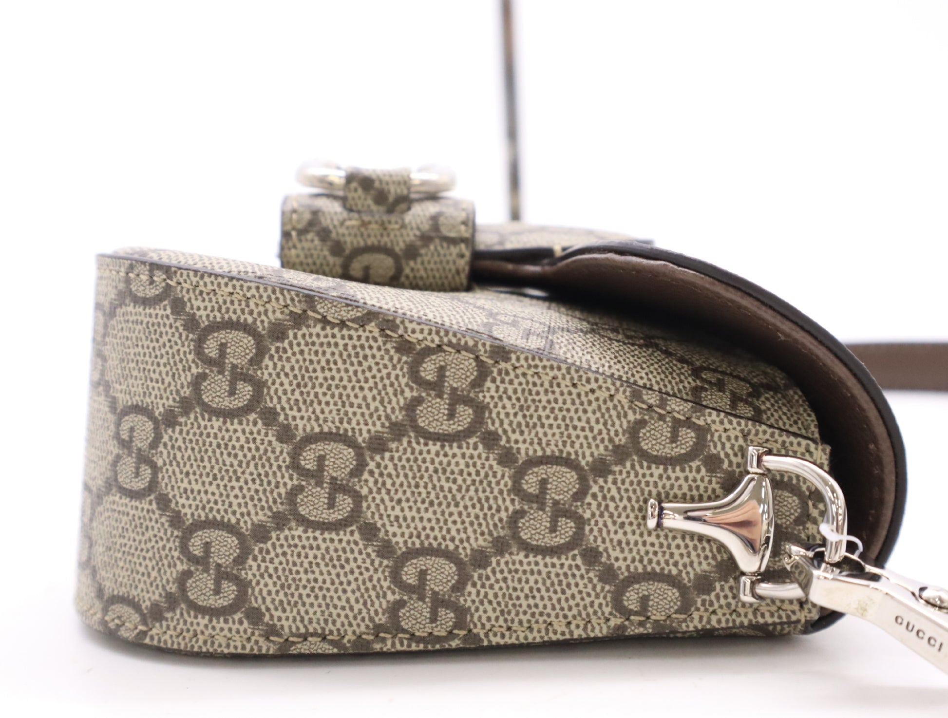 GUCCI 764155 GG Supreme Horsebit 1955 Handbag with Dust Bag and Shoulder Strap