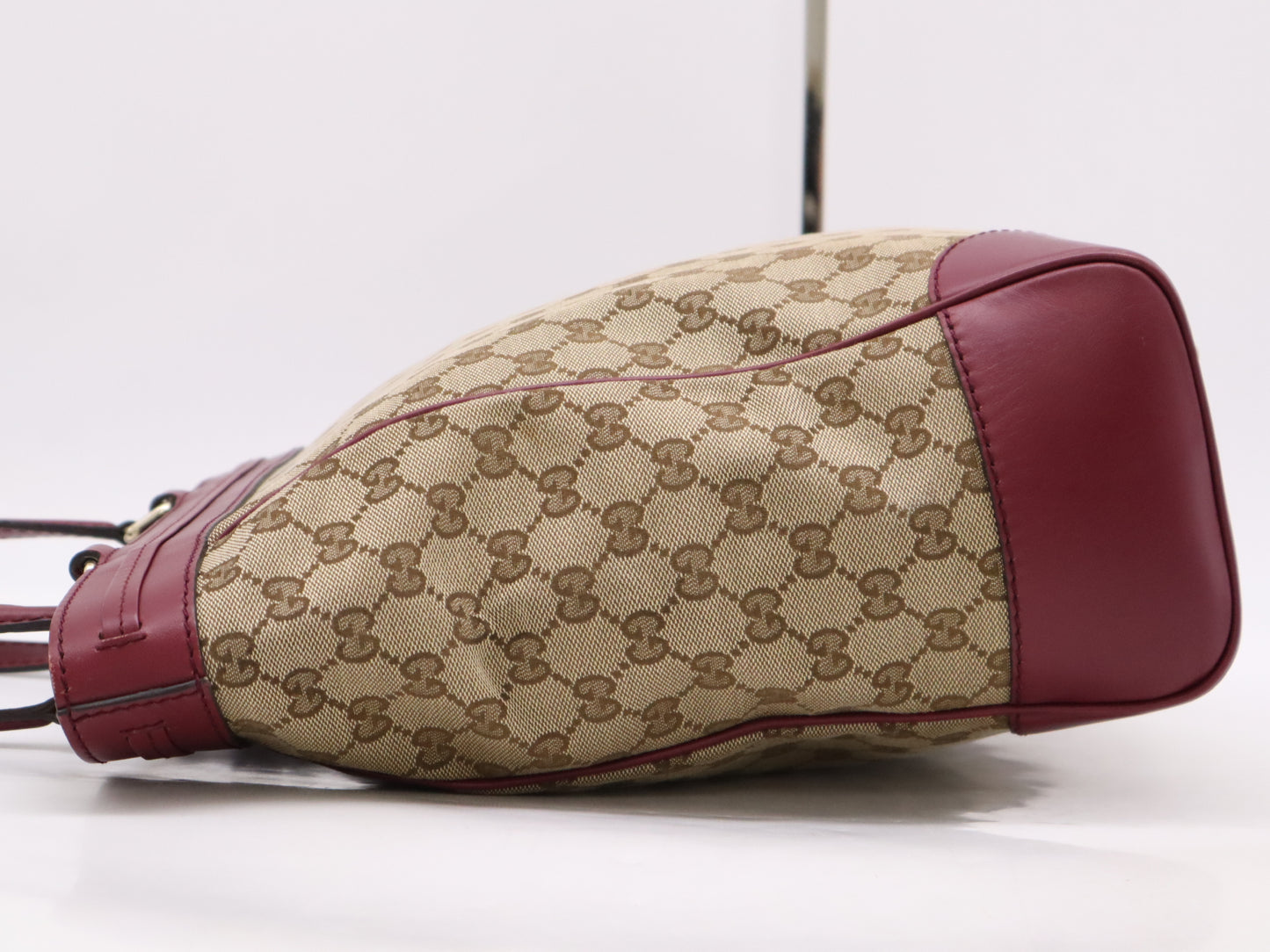 GUCCI 257062 GG Canvas Mayfair Tote Bag Beige Purple Tote Bag