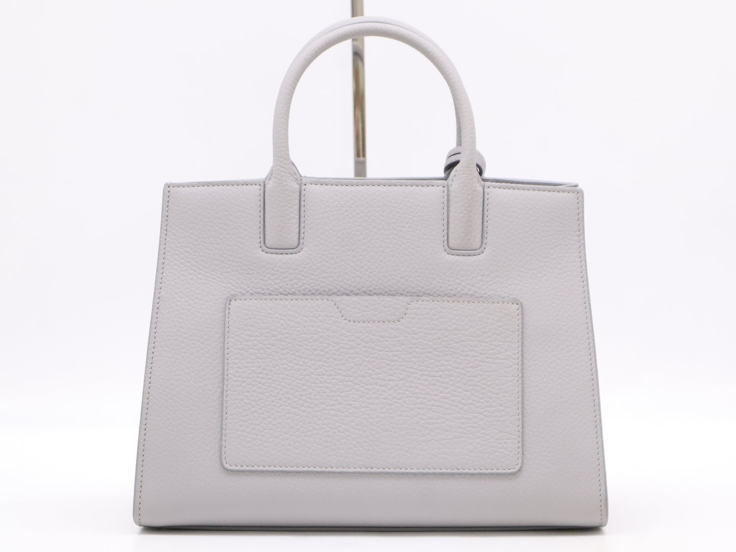BURBERRY 8072514TB Logo Grainy Leather Frances Gray Handbag with Shoulder Strap, Dust Bag, and Box ITCUT2ABB