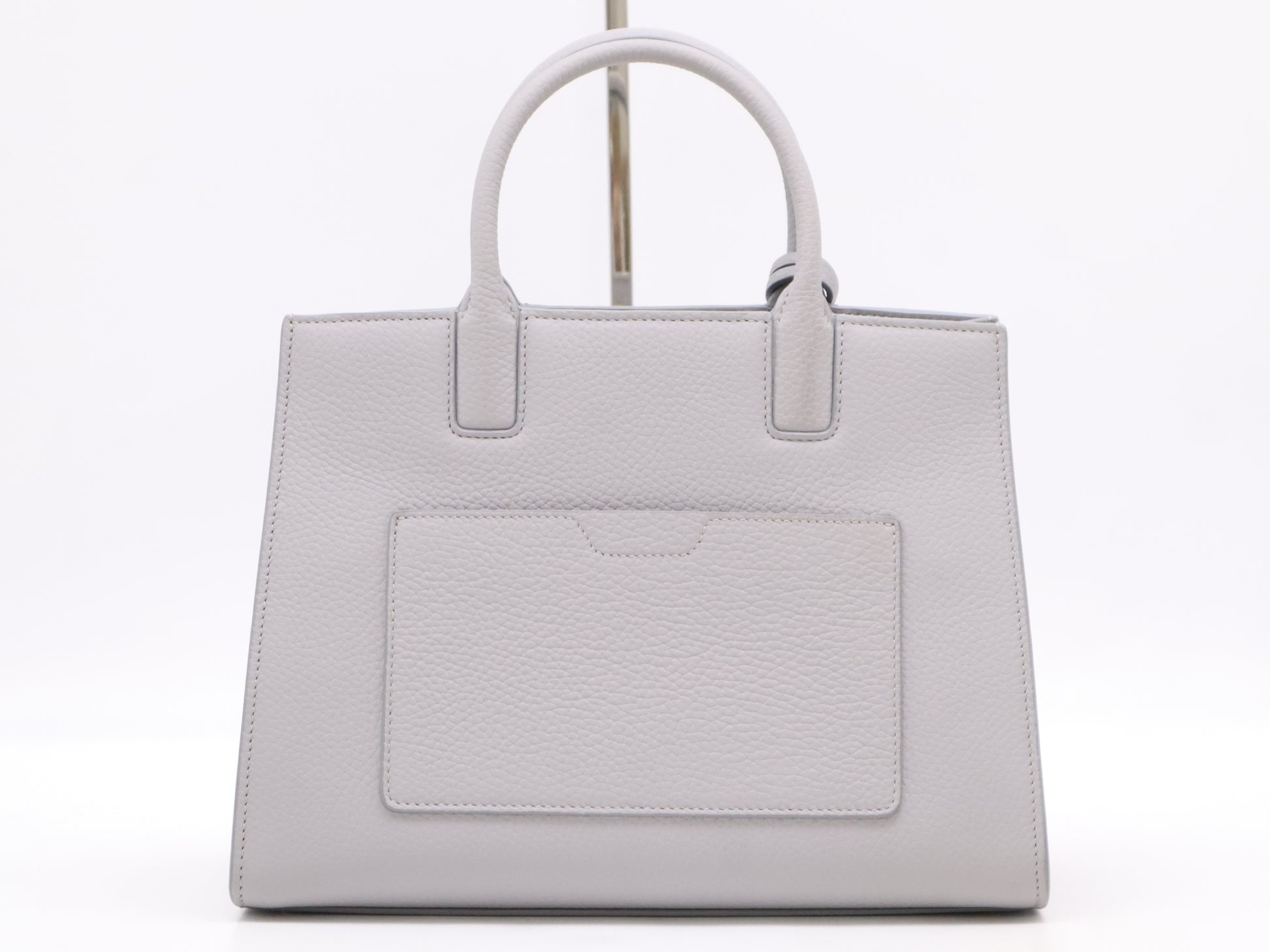 BURBERRY 8072514TB Logo Grainy Leather Frances Gray Handbag with Shoulder Strap, Dust Bag, and Box ITCUT2ABB