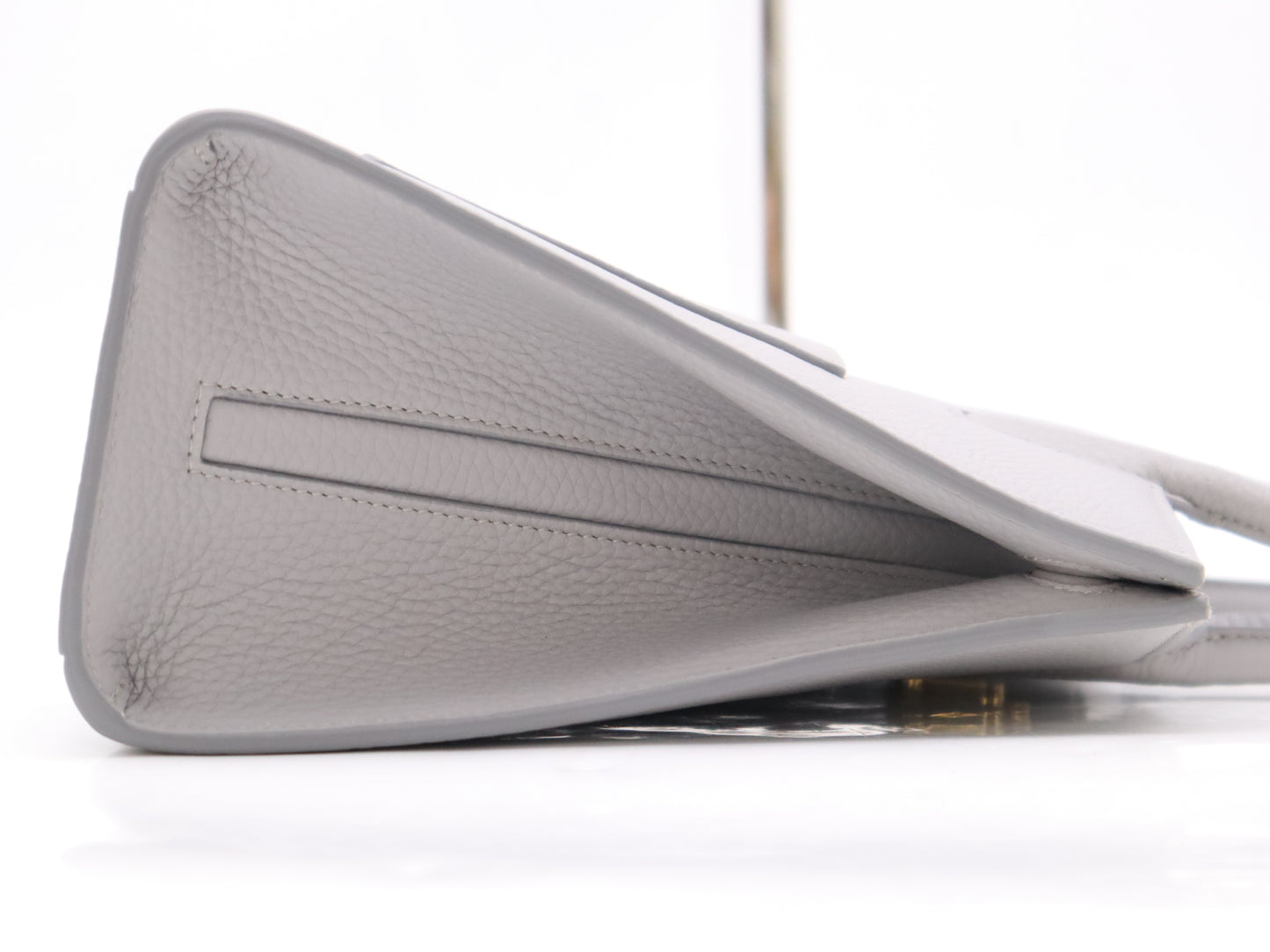 BURBERRY 8072514TB Logo Grainy Leather Frances Gray Handbag with Shoulder Strap, Dust Bag, and Box ITCUT2ABB