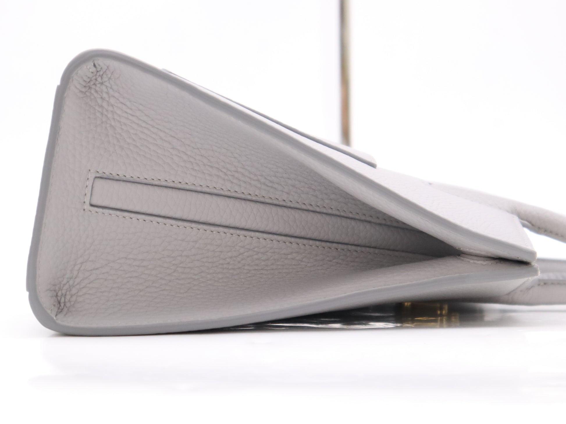 BURBERRY 8072514TB Logo Grainy Leather Frances Gray Handbag with Shoulder Strap, Dust Bag, and Box ITCUT2ABB