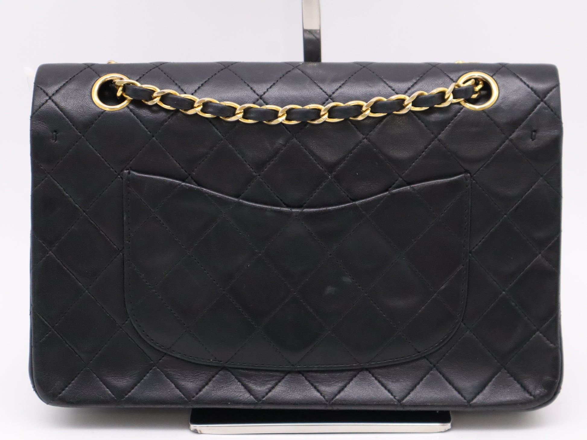 CHANEL Matelasse 25 Double Flap Double Chain GD Hardware Black Seal Card 1356719 Shoulder Bag