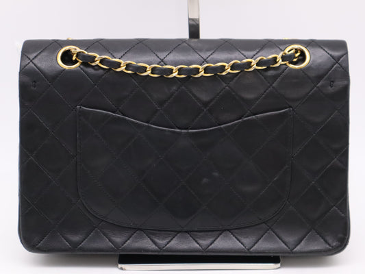 CHANEL Matelasse 25 Double Flap Double Chain GD Hardware Black Seal Card 1356719 Shoulder Bag