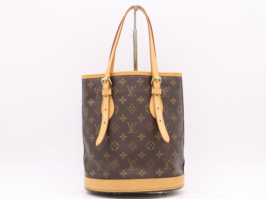 LOUIS VUITTON M42238 Monogram Bucket PM Tote Bag with Pouch