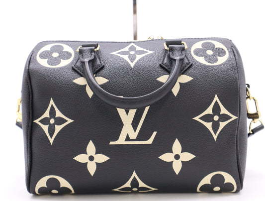 LOUIS VUITTON M58947 Empreinte Speedy 25 Bandouliere Two-Tone Handbag, RFID Verified, Includes Padlock, Two Keys, Shoulder Strap, and Dust Bag