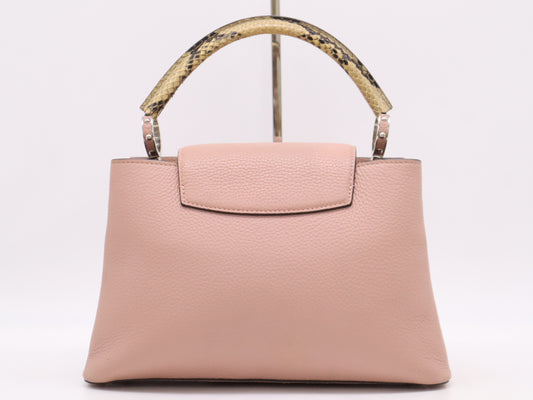 LOUIS VUITTON M52451 Taurillon Leather Capucines BB Handbag in Pink with Shoulder Strap