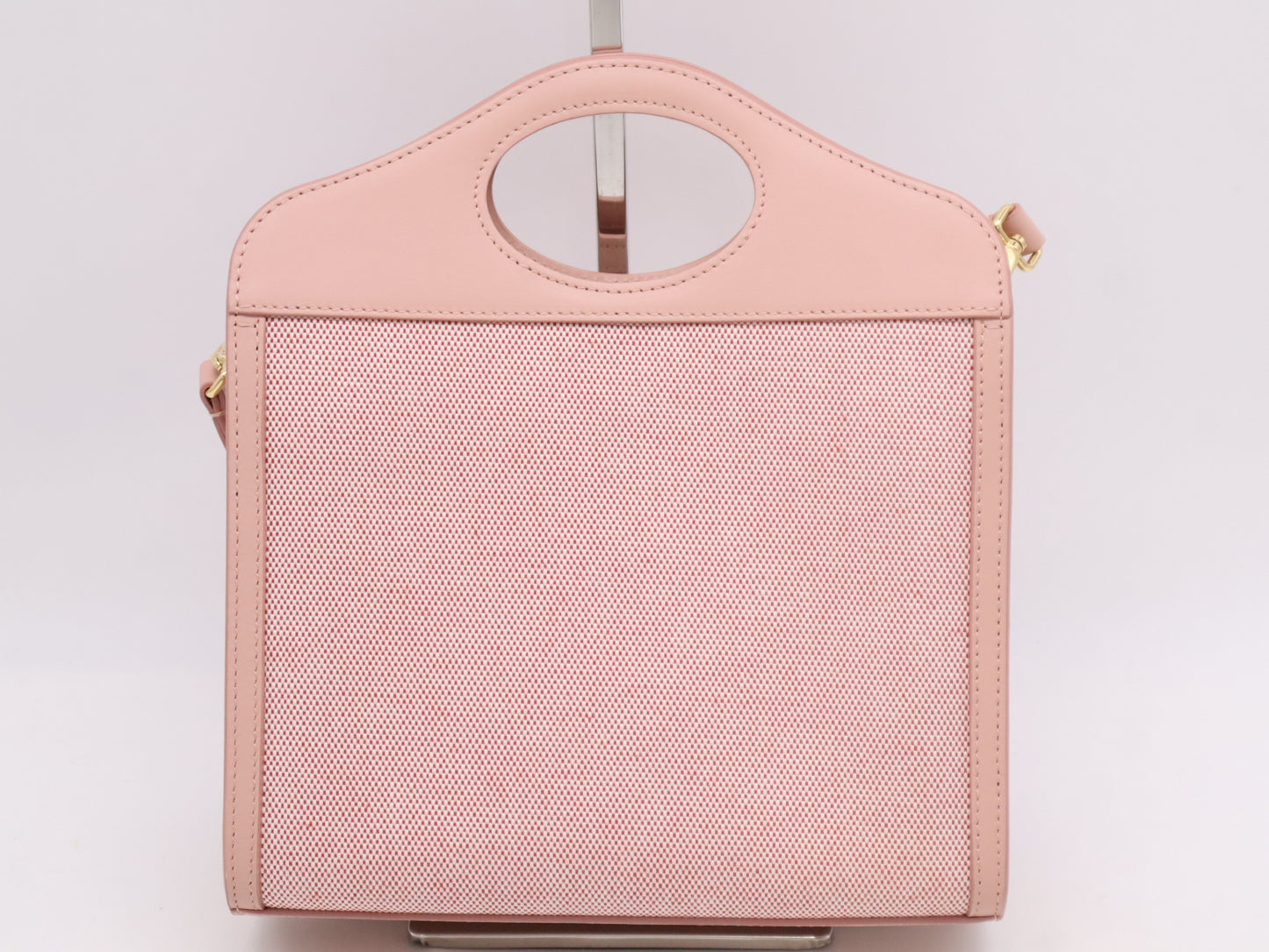 BURBERRY 80317461 Canvas Leather Mini Pocket Bag, Pink, 2-way Shoulder Bag with Shoulder Strap, Handbag