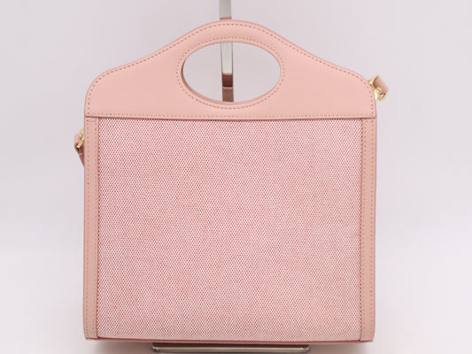 BURBERRY 80317461 Canvas Leather Mini Pocket Bag, Pink, 2-way Shoulder Bag with Shoulder Strap, Handbag