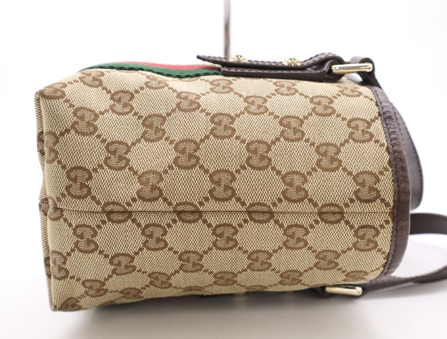 GUCCI 139261GG Canvas x Leather Sherry Line Mini Tote Bag Beige Brown