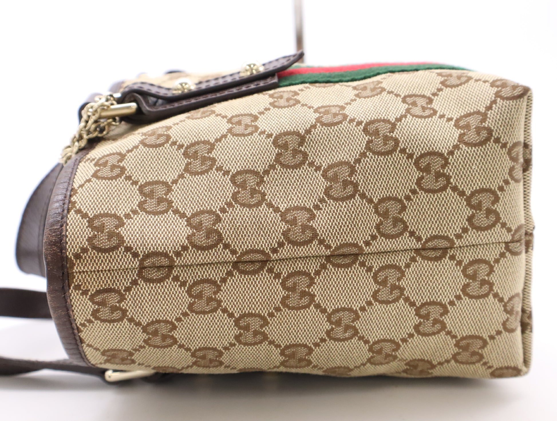 GUCCI 139261GG Canvas x Leather Sherry Line Mini Tote Bag Beige Brown