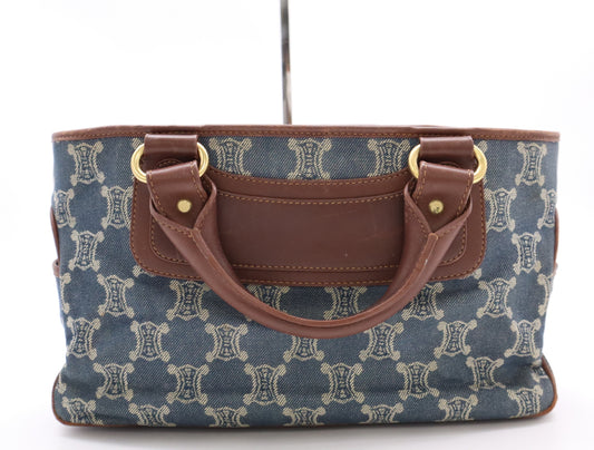 CELINE Denim x Leather Paris Macadam Boogie Bag Handbag Blue Handbag
