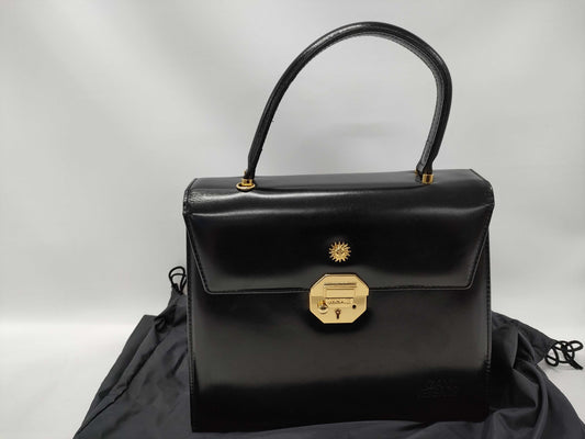 VERSACE Sunburst Leather Handbag in Black with Dust Bag