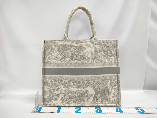 Dior Book Tote Large Toile de Jouy Canvas Tote Bag in Gray and Ivory