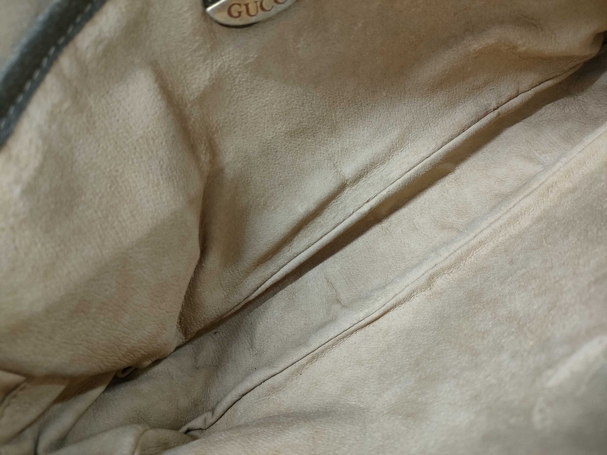 GUCCI GG Plus Clutch Bag Leather PVC Beige Brown Clutch Bag
