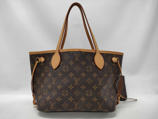 LOUIS VUITTON M41245 Monogram Neverfull PM Pivoine Tote Bag with Pouch