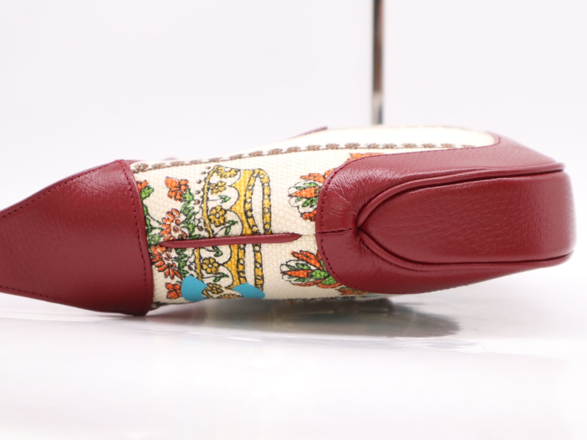 GUCCI 636706 Canvas and Leather Jackie 1961 2-Way Shoulder Bag, Beige and Red, Includes Dust Bag and Spare Strap, Serial Number Included