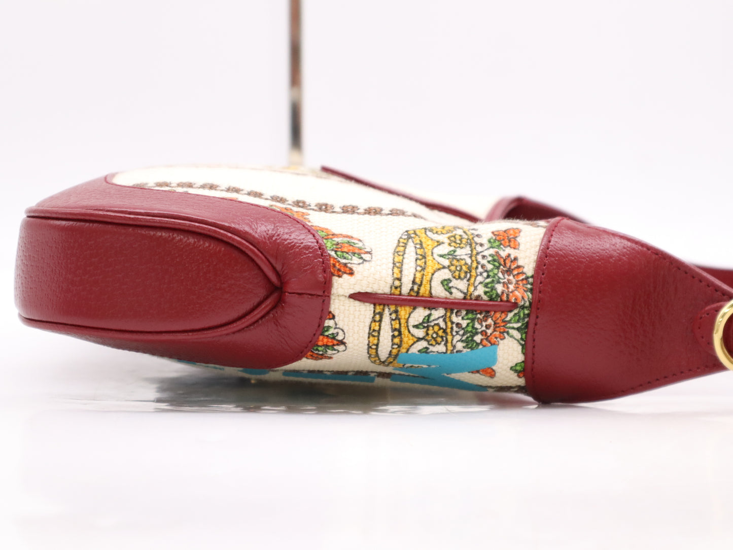 GUCCI 636706 Canvas and Leather Jackie 1961 2-Way Shoulder Bag, Beige and Red, Includes Dust Bag and Spare Strap, Serial Number Included