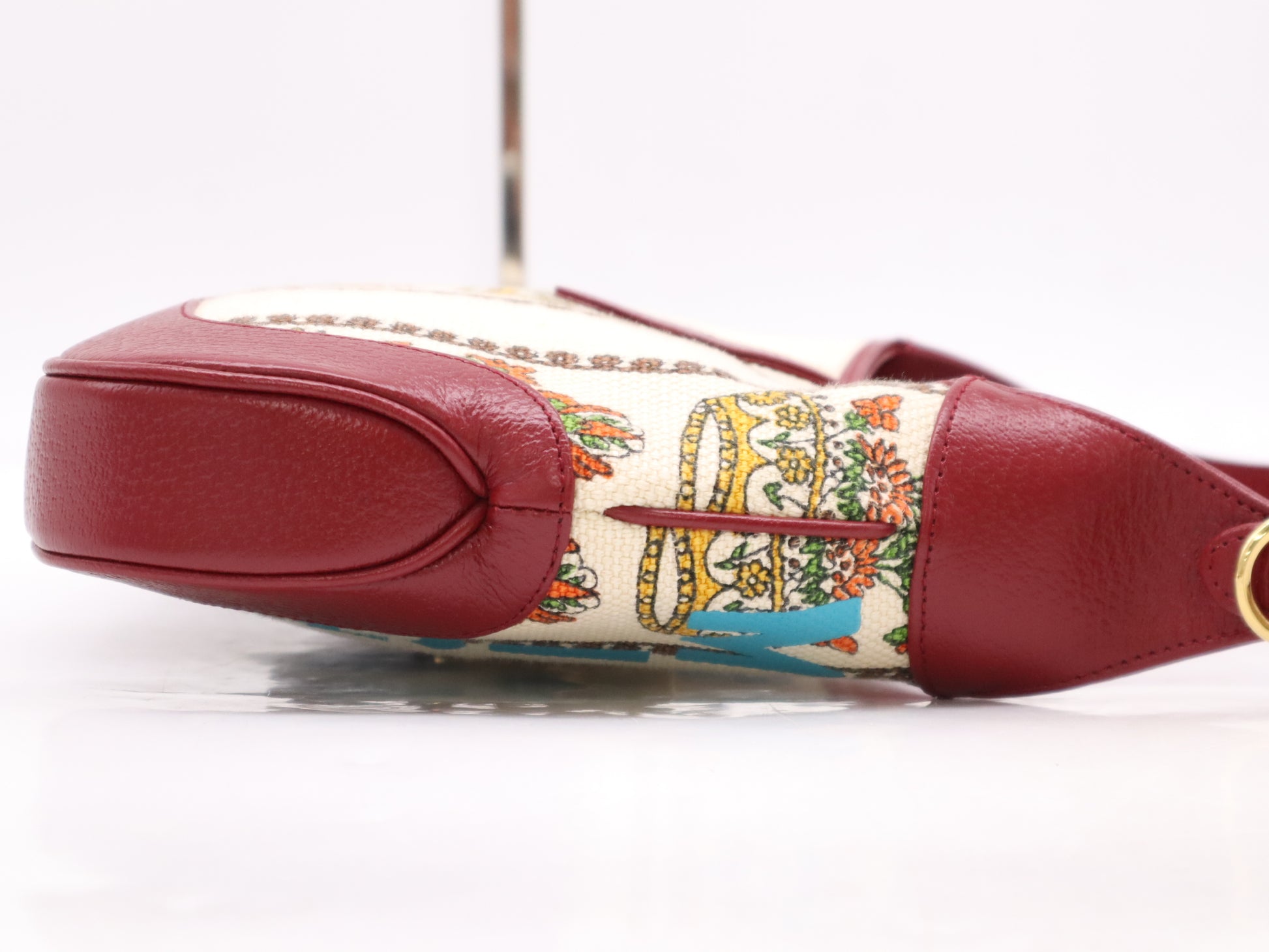 GUCCI 636706 Canvas and Leather Jackie 1961 2-Way Shoulder Bag, Beige and Red, Includes Dust Bag and Spare Strap, Serial Number Included