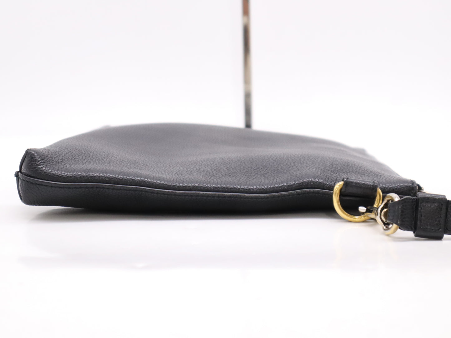 GUCCI 572770 Leather Sherry Line Logo Clutch Bag Black Clutch Bag