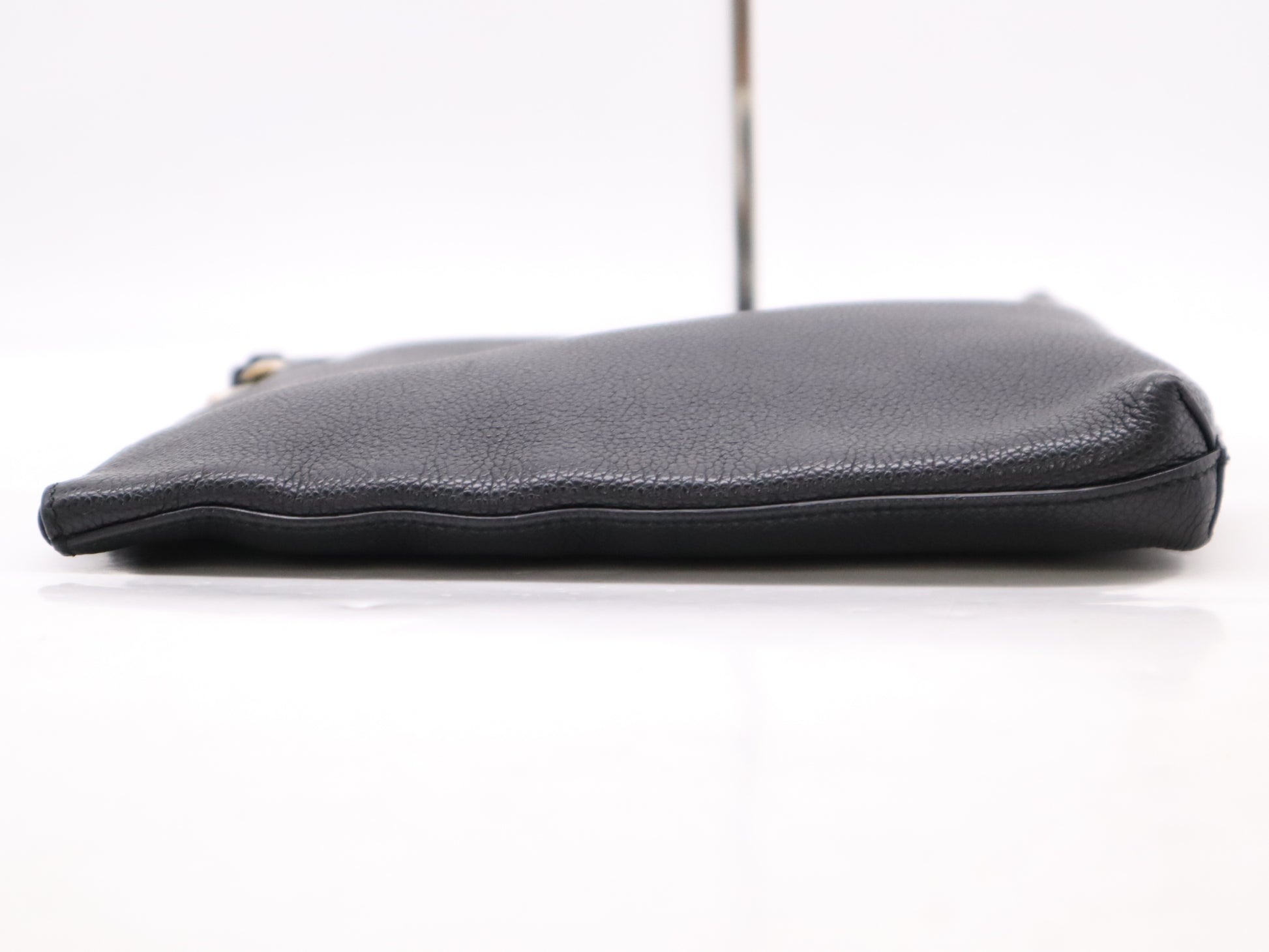 GUCCI 572770 Leather Sherry Line Logo Clutch Bag Black Clutch Bag