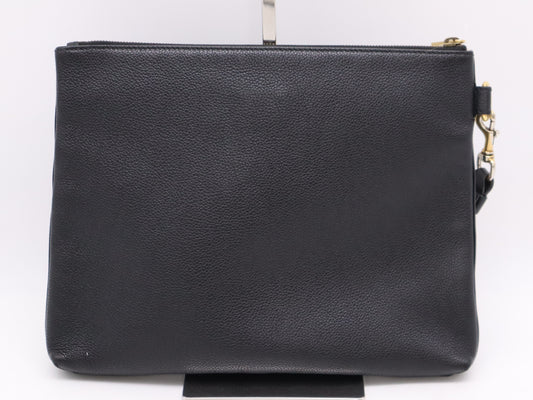 GUCCI 572770 Leather Sherry Line Logo Clutch Bag Black Clutch Bag