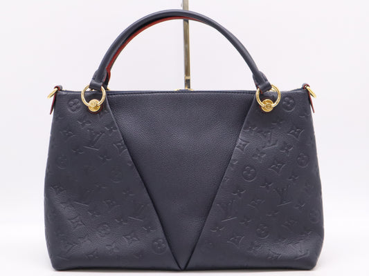 LOUIS VUITTON M44397 Monogram Empreinte V Tote MM Marine Rouge with Name Tag and Shoulder Strap CA0159 Tote Bag