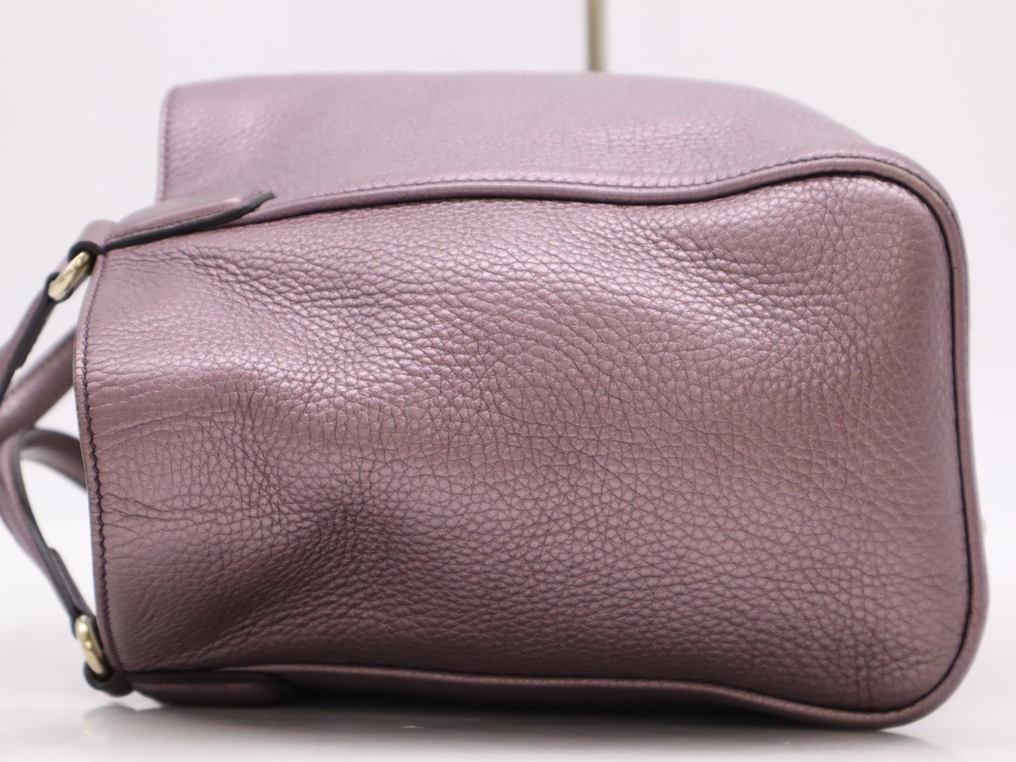 GUCCI 336751 Leather Interlocking 2-Way Handbag, Purple, with Shoulder Strap