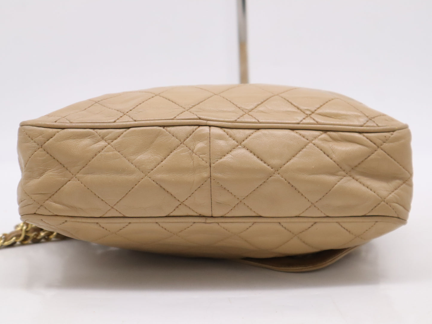 CHANEL Lambskin Matelasse Coco Mark Fringe Shoulder Bag with GD Hardware, Beige, Stickers, and Cards 0897809 Shoulder Bag