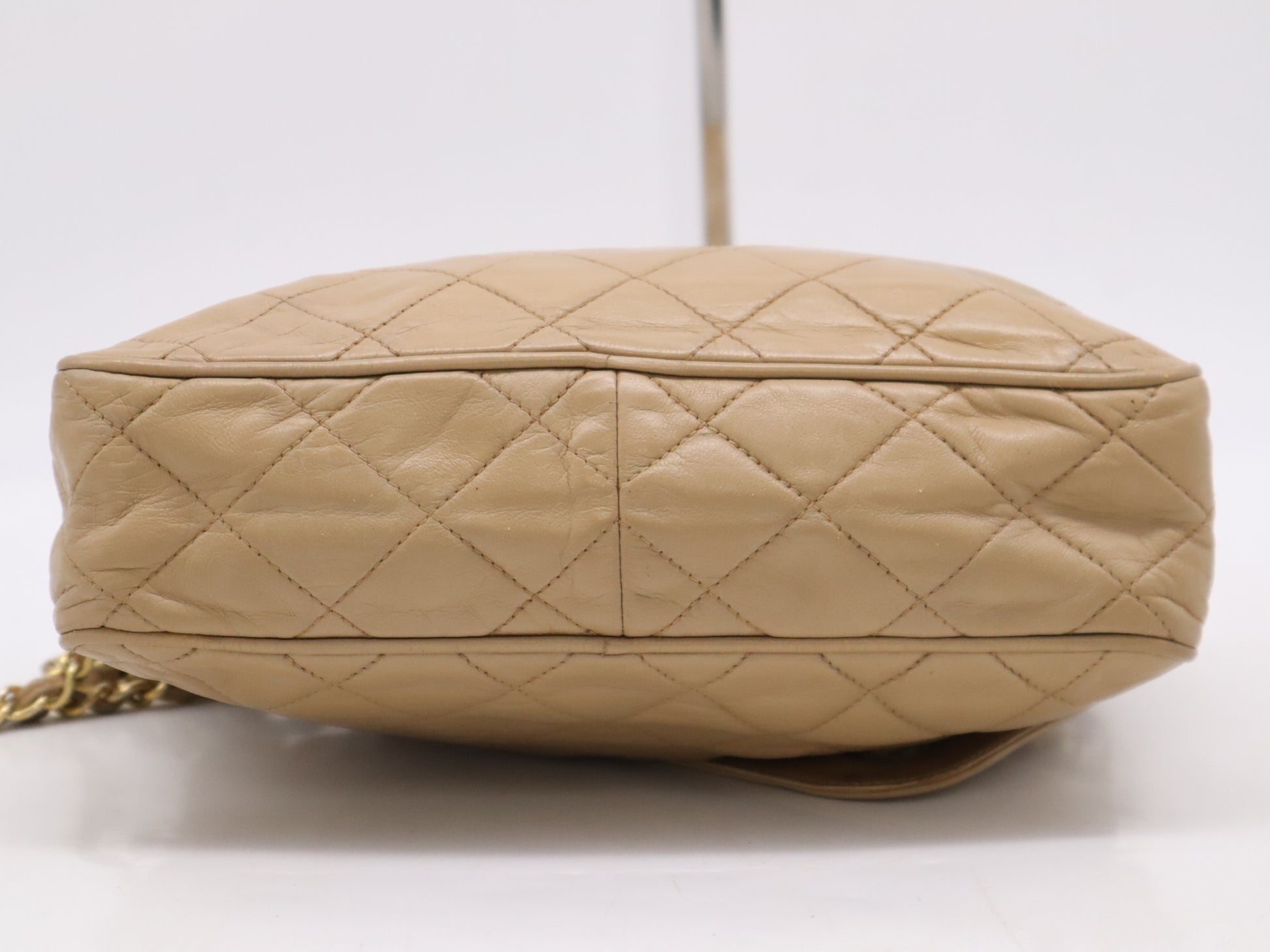 CHANEL Lambskin Matelasse Coco Mark Fringe Shoulder Bag with GD Hardware, Beige, Stickers, and Cards 0897809 Shoulder Bag