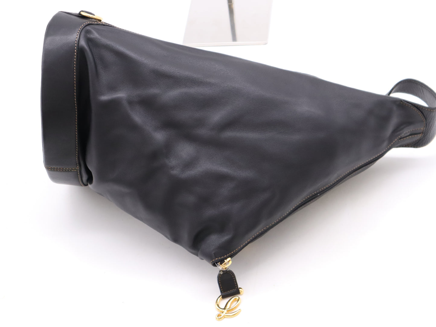 LOEWE Leather Anton Backpack, One-Shoulder Bag, Black, with Pouch