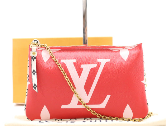 LOUIS VUITTON M67561 Monogram Giant Pochette Double Zip RFID Verified Shoulder Bag with Box, Dust Bag, and Shoulder Strap