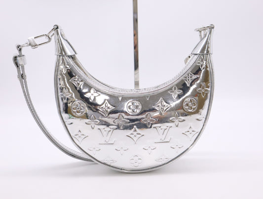 LOUIS VUITTON M11833 Enamel Monogram Miroir Loop Silver Handbag with Shoulder Strap and Chain, RFID Verified
