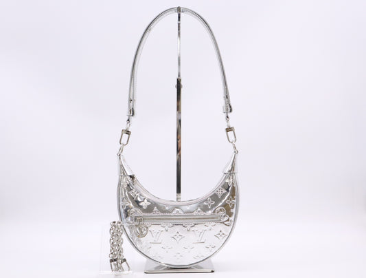 LOUIS VUITTON M11833 Enamel Monogram Myroir Loop Silver RFID Reactive Verified Handbag with Shoulder Strap and Chain