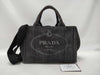 PRADA B2439G Canapa Denim 2-Way Handbag in Black with Guarantee Strap
